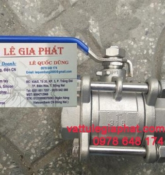 VAN BI 3 THÂN INOX 304, VAN GẠT 3 THÂN INOX 304, VAN BI 3 MẢNH INOX 304